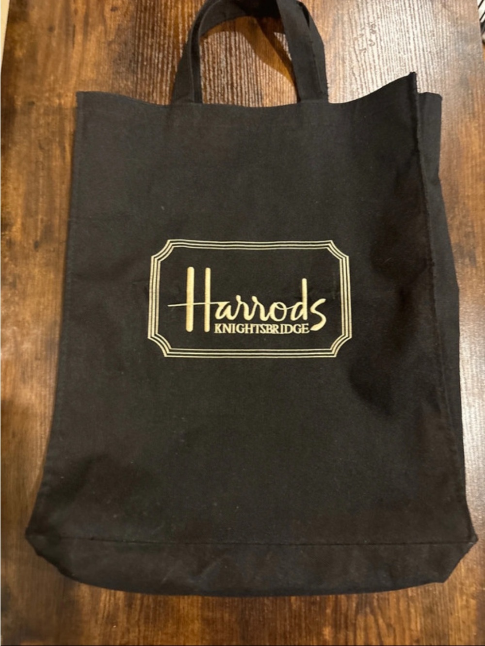 Harrods Black Tote with Gold Knightsbridge Logo